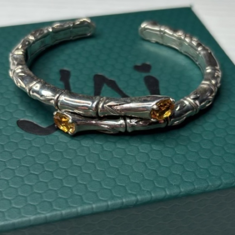 JAI John Hardy Sterling Silver Citrine Bamboo Bypass Flex Bangle - Picture 6 of 9